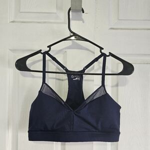 OFFLINE By Aerie Goals Mesh V-Neck Sports Bra in Royal Navy